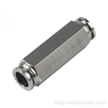 Stainless steel inline check valve push in fitting